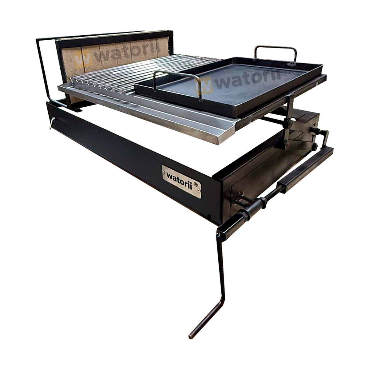 Parrilla TITAN Black Iron 100×55 + Leñero y Plancha – vista 2