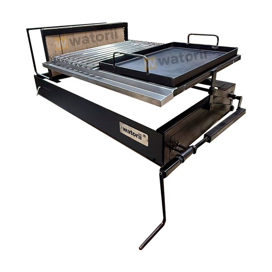 Parrilla TITAN Black Iron 100×55 + Leñero y Plancha – vista 2