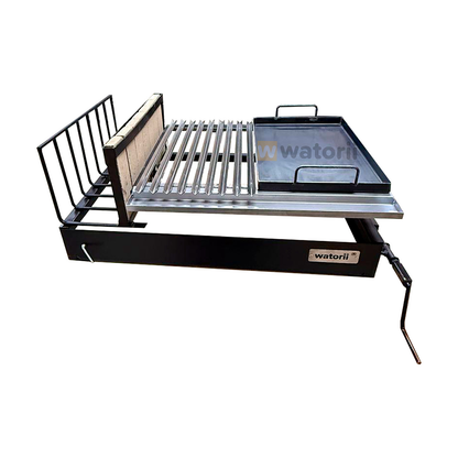 Parrilla TITAN Black Iron 100×55 + Leñero y Plancha – Watorii