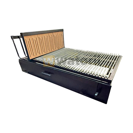 Parrilla a Carbón 100×55 1 Elevación + Leñero Barras Inox – vista 2