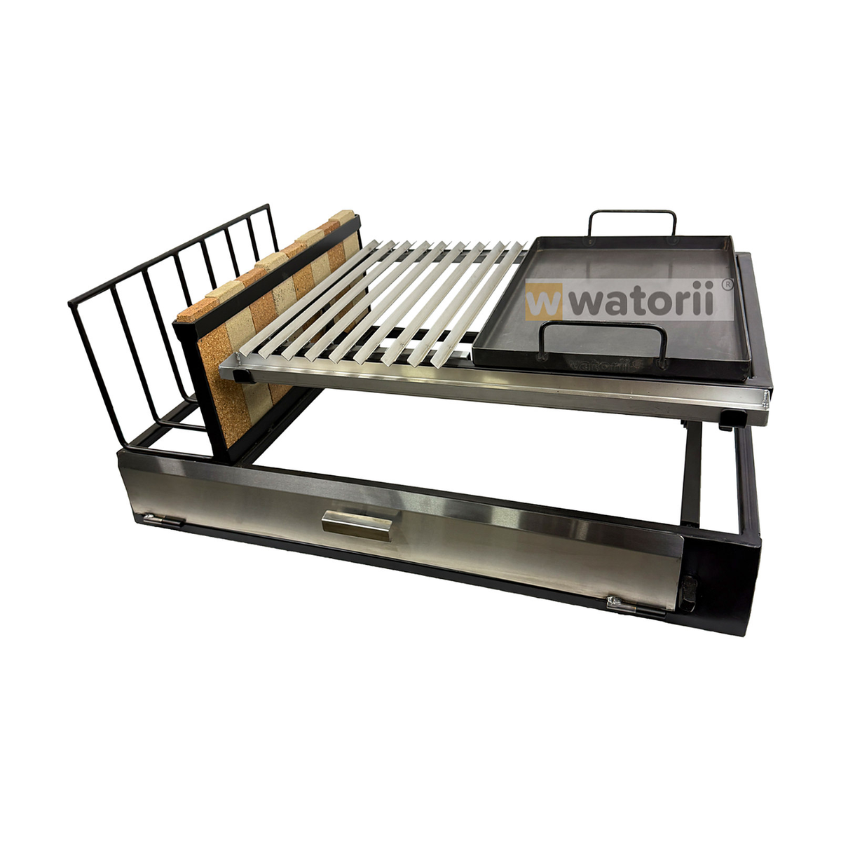Parrilla a Carbón 100×55 1 Elevación + Leñero y Plancha – Watorii