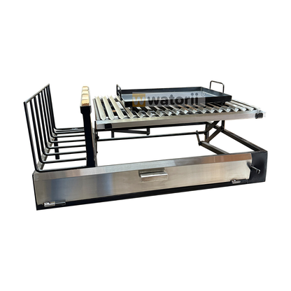 Parrilla a Carbón 100×55 1 Elevación + Leñero y Plancha – vista 5
