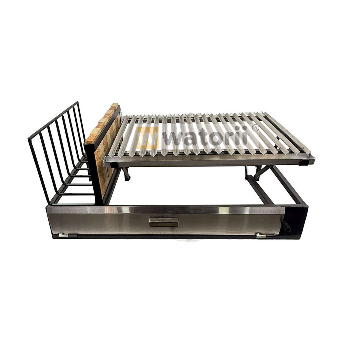 Parrilla a Carbón 100×55 1 Elevación + Leñero y Plancha – vista 2