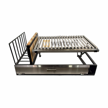 Parrilla a Carbón 100×55 1 Elevación + Leñero y Plancha – vista 2
