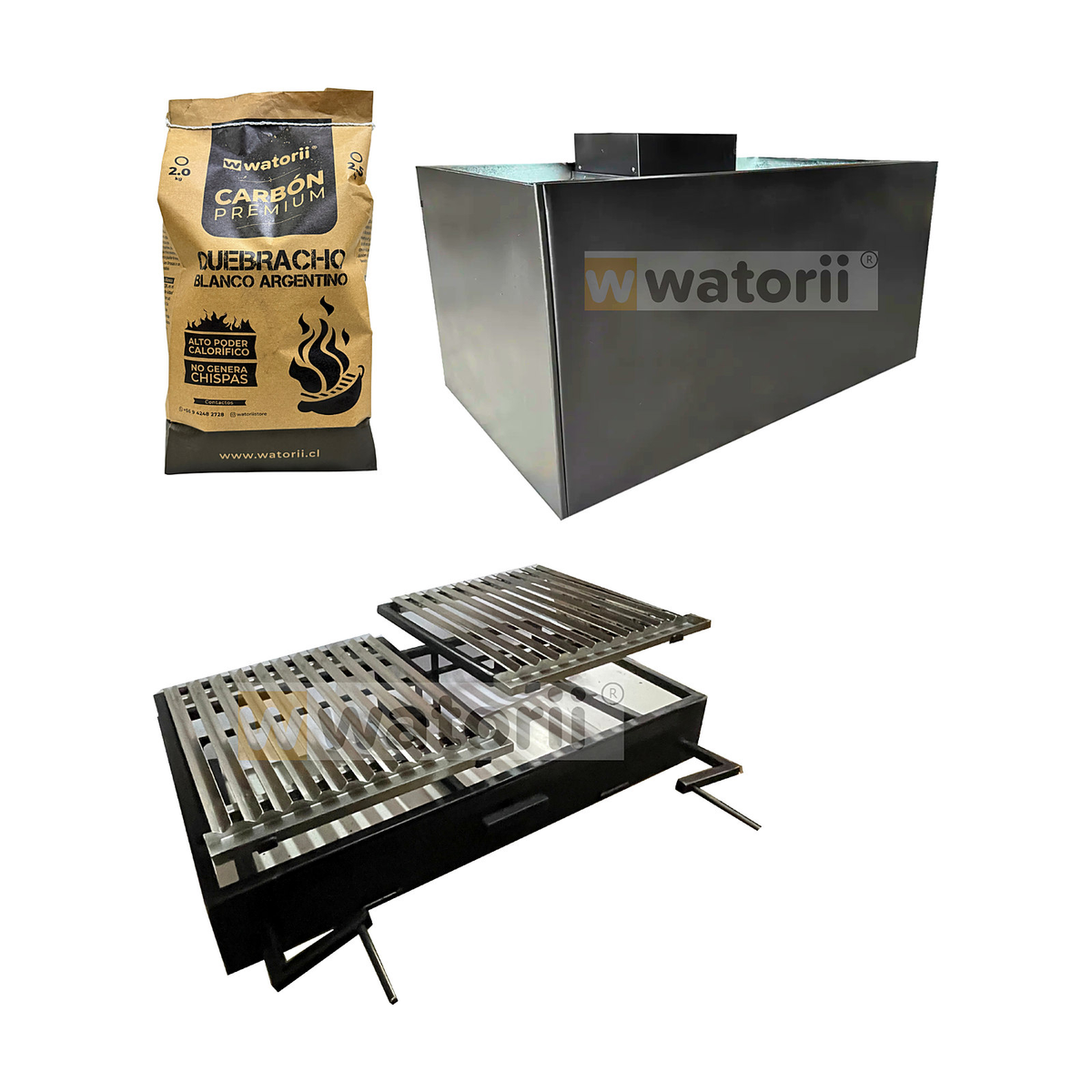 Pack Campana Mediterránea 110x60x80 + Parrilla 100×55 2 Elevaciones – vista 2