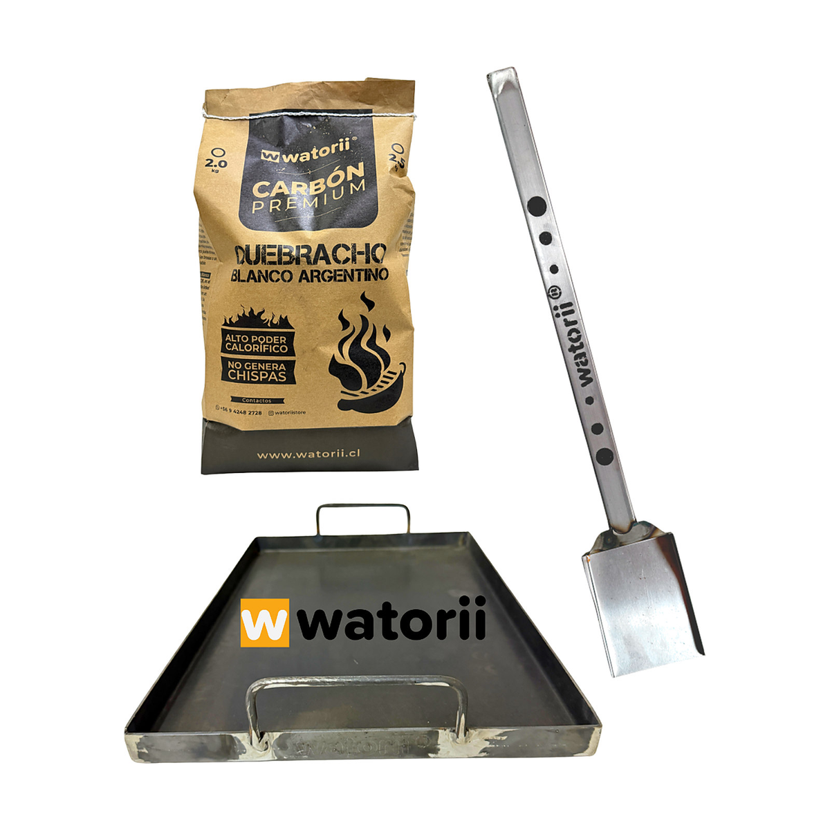 Carbón Argentino + Pala + Plancha Fierro Pack Watorii – Watorii