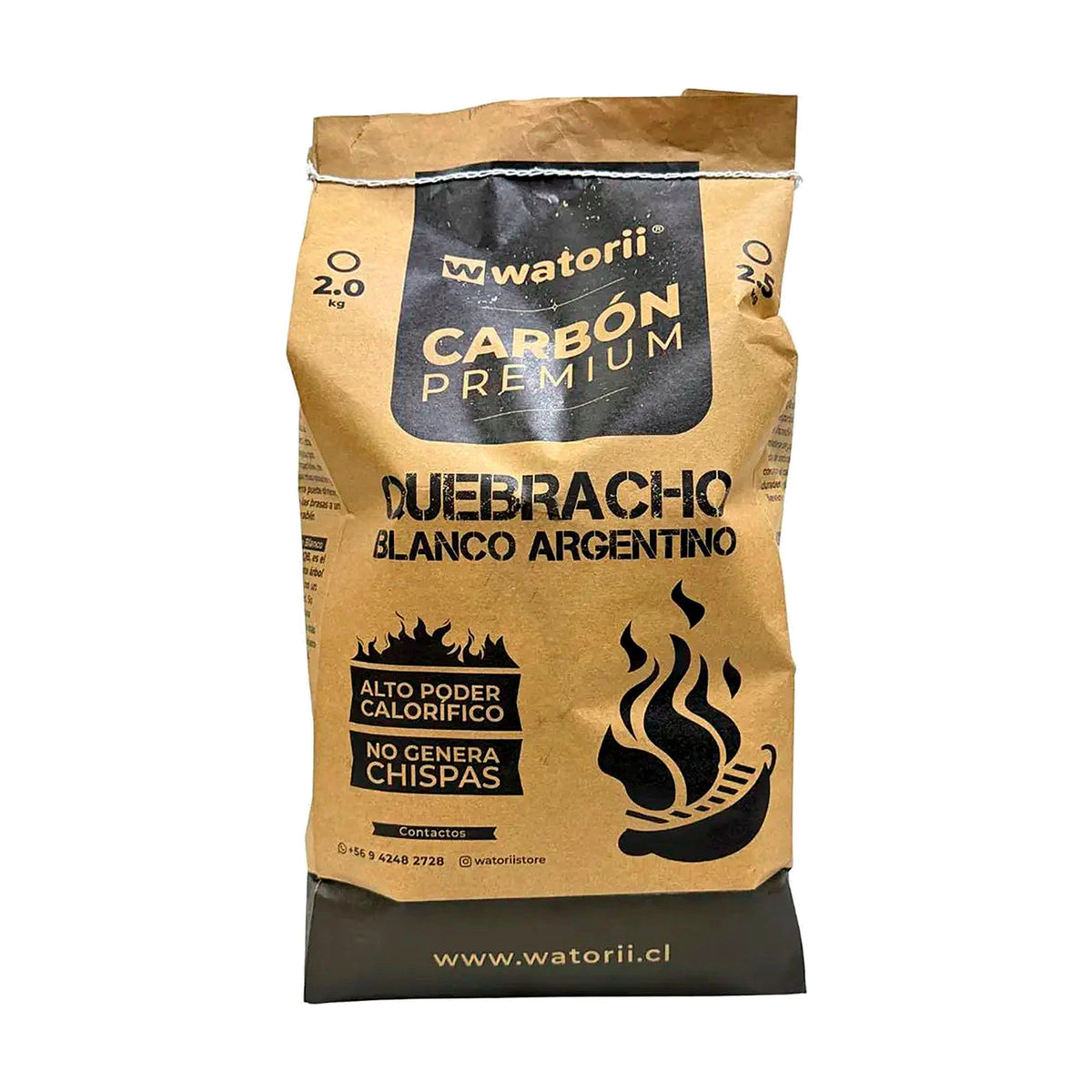 Carbón de quebracho blanco incluido en Pack Campana Lisa 100×60 + TITAN Black Iron W800