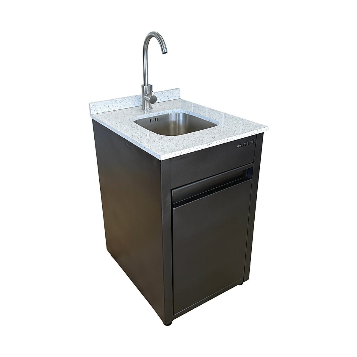 Lavacopas modular Watorii con cubierta de cuarzo Galaxy Blanco, vista en ángulo