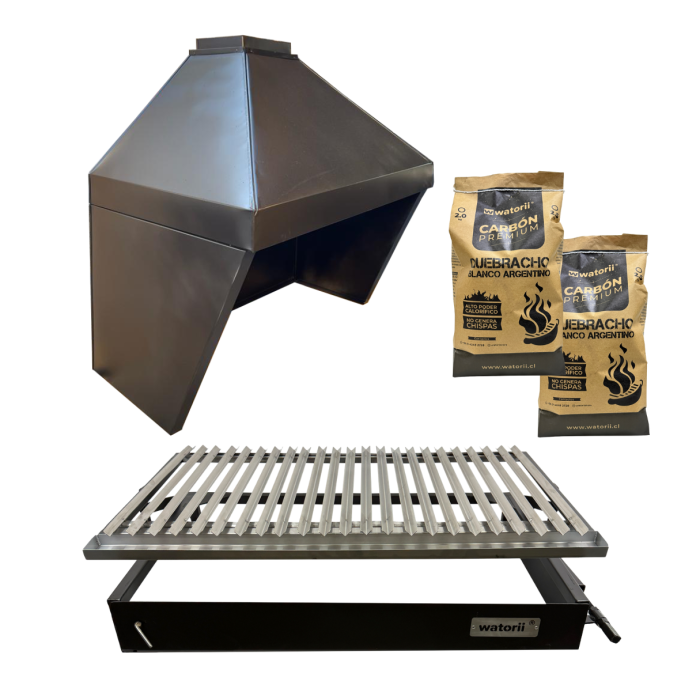 Pack Campana Lisa + Parrilla Black Iron W1000 WATORII + 05 Kg de Carbón