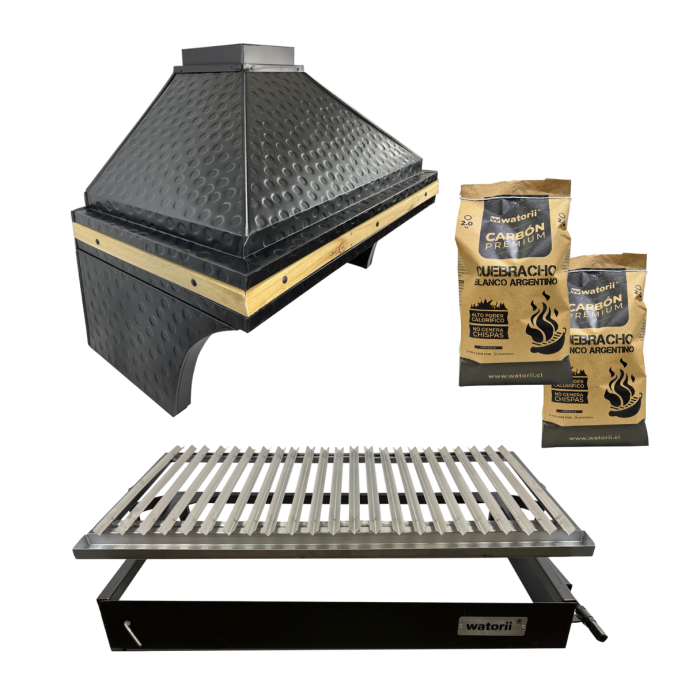 Pack Campana Martillada + Parrilla Black Iron W1000 WATORII + 5 Kg DE Carbón Quebracho Blanco Argentino