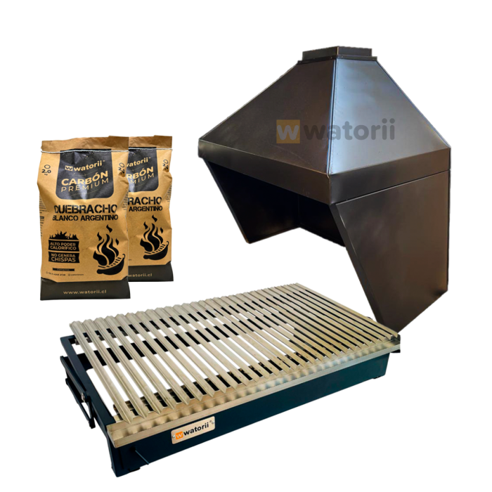 Pack Campana Lisa + Parrilla Black Iron W800 WATORII + 05 Kg de Carbón