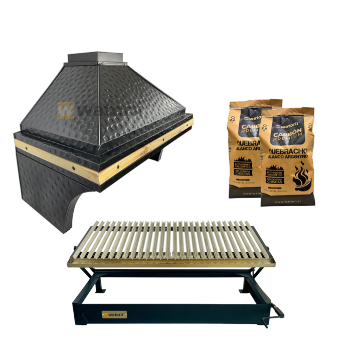 Pack Campana Martillada + Parrilla Black Iron W1000 WATORII + 5 Kg DE Carbón Quebracho Blanco Argentino