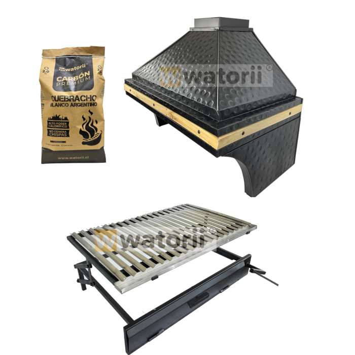 Pack Campana Martillada + Parrilla W800 WATORII + 2,5 Kg de Carbón Quebracho Blanco Argentino