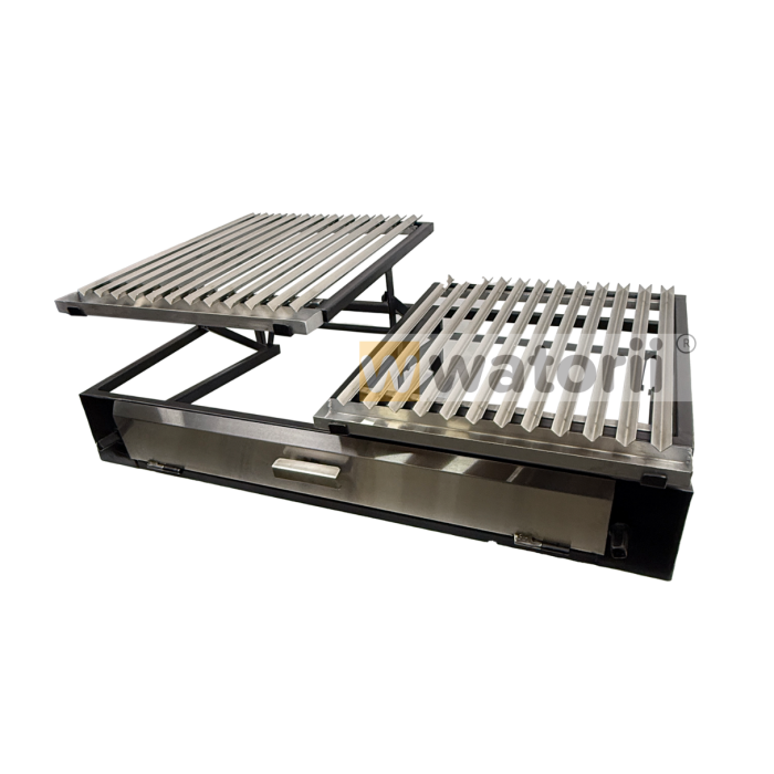 Parrilla Doble Elevación 100 x 55cm Tapa Acero