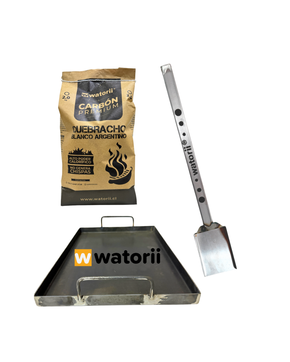 Carbón Argentino + Pala + Plancha Fierro Pack Watorii