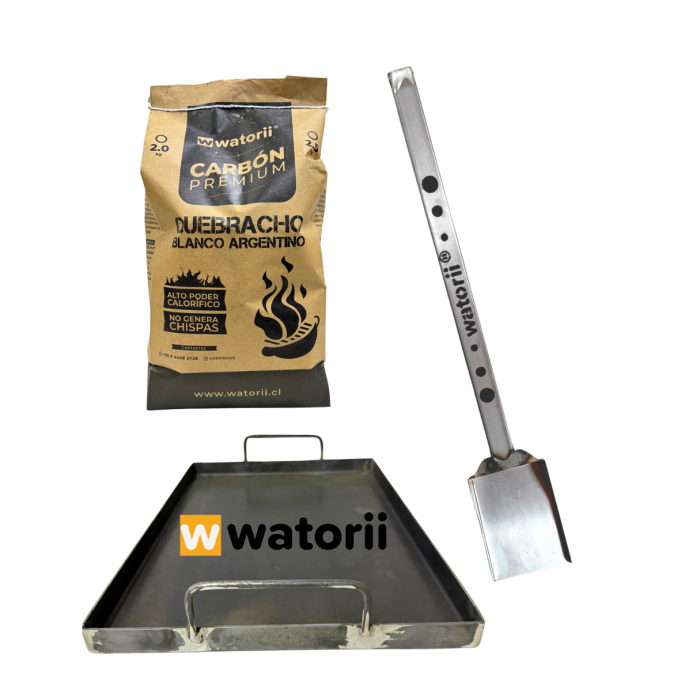 Carbón Argentino + Pala + Plancha Fierro Pack Watorii